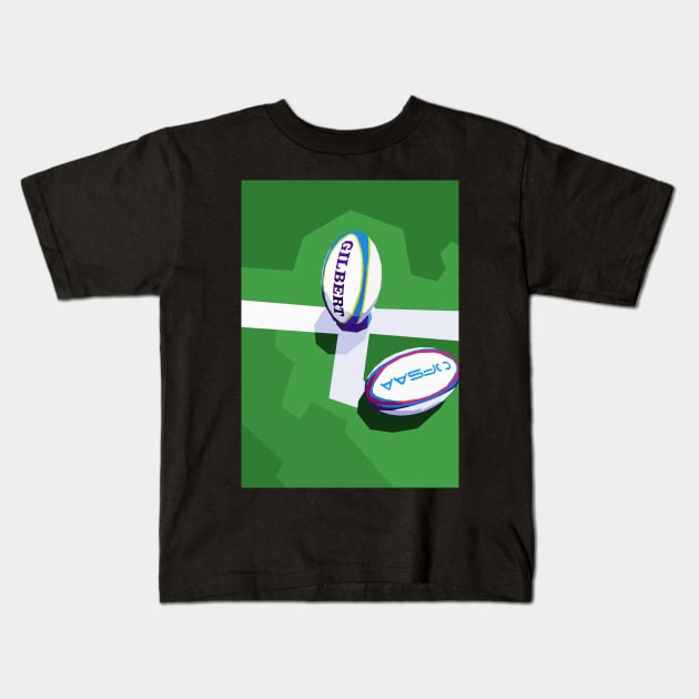 Rugby Ball Kids T-Shirt by Zet Art